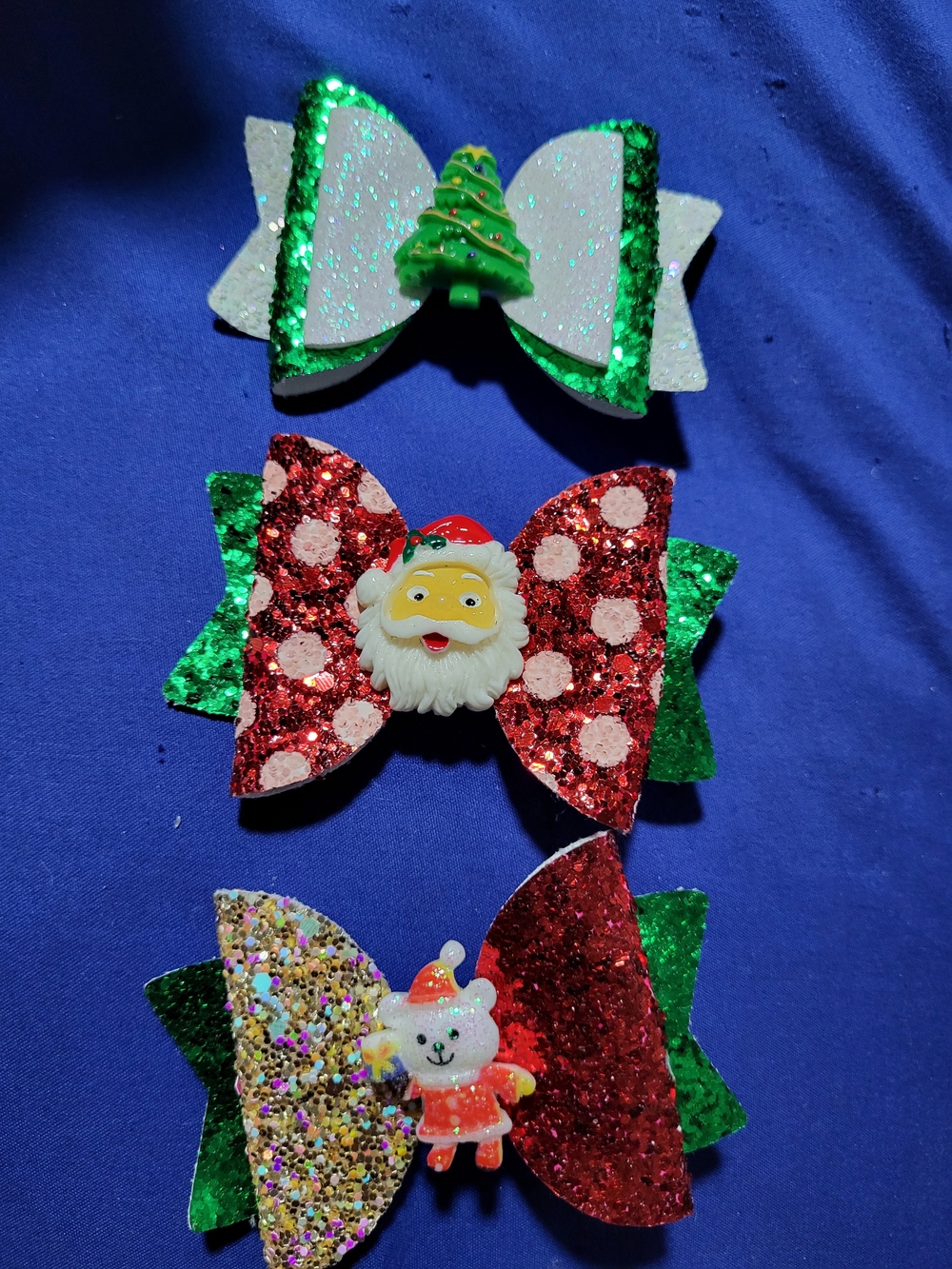 Kids Holiday Glitter Bow Hair Clip - Red, Green, Gold